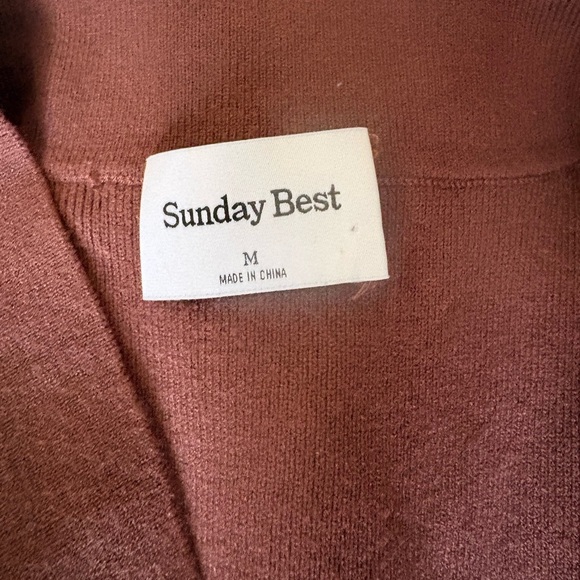 Sunday Best Aritzia | collared dress cognac brown stretch button front medium - Picture 6 of 10